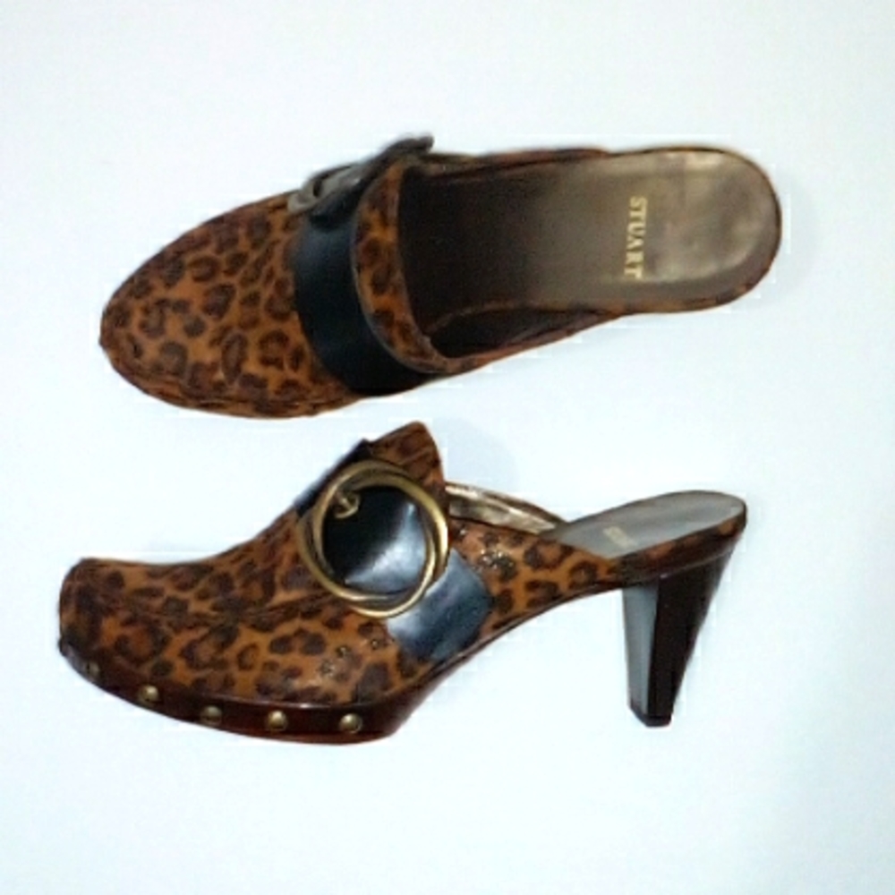 Stuart animal print heeled mules